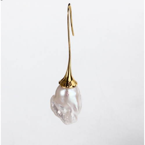 Renfook 925 sterling silver baroque pearl earrings hook for women