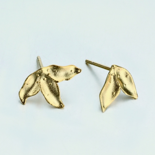 Renfook 925 sterling silver leaf stud earrings for women
