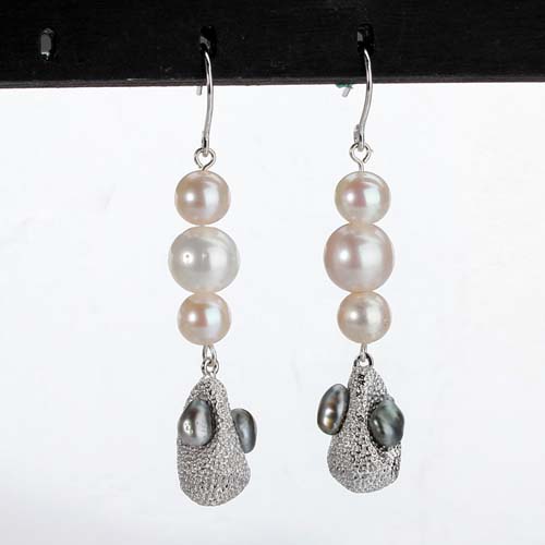 Renfook 925 sterling silver fashion baroque pearl jewelry earrings