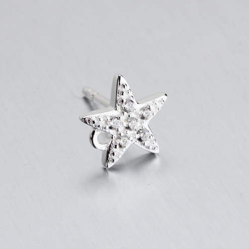 925 sterling silver cz star earrings findings