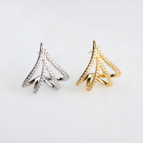 Renfook 925 sterling silver fashion lines CZ jewelry earrings