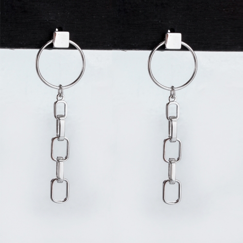 Renfook 925 sterling silver simple chain earings stud
