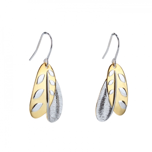 Renfook 925 sterling silver brushed and polished effect moth earings hook