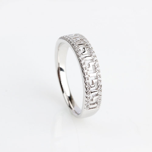 Renfook 925 sterling silver cubic zirconia hollowed pattern ring jewelry