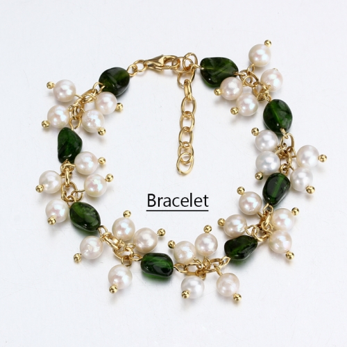 Renfook 925 sterling silver pearl with gemstone bracelet jewelry for women