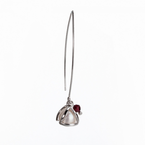 Renfook 925 sterling silve gemstone with pearl earring for women