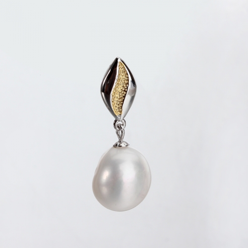 Renfook 925 sterling silver hammered baroque pearl earring stud for women
