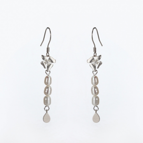 Renfook 925 sterling silver rice shape pearl earring hook for women