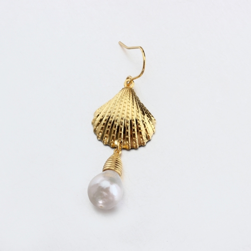 Renfook 925 sterling silver shell baroque pearl earring hook for women