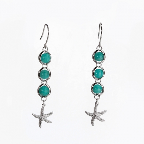 Renfook 925 sterling silver gold plated amazonite earings for women