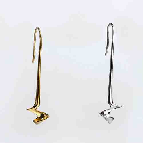 925 Sterling silver long drop twisted earrings hook