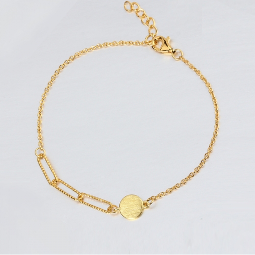 Renfook 925 sterling silver long link chain bracelet for women