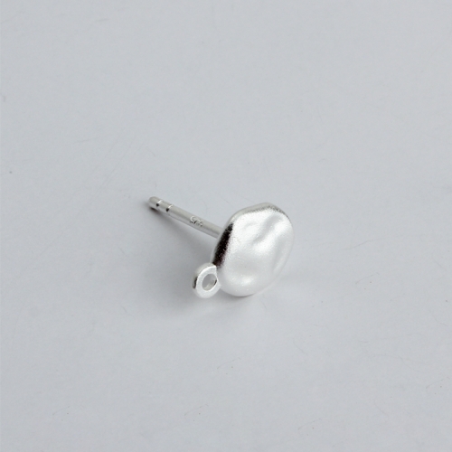 Renfook 925 sterling silver unique sand surface pebble earrings