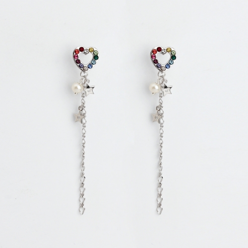 Renfook 925 sterling silver colorful crystal and pearl earring for 2021
