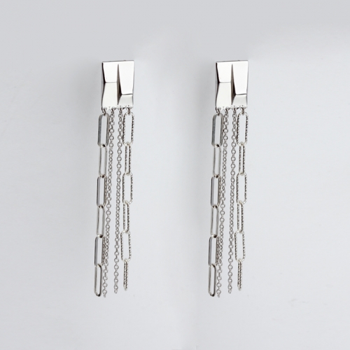 Renfook 925 sterling silver chain tassel earring for women