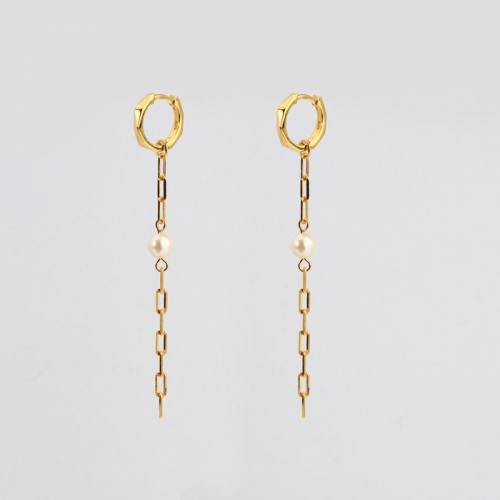 Renfook 925 sterling silver unique long chain gold plated chic earrings