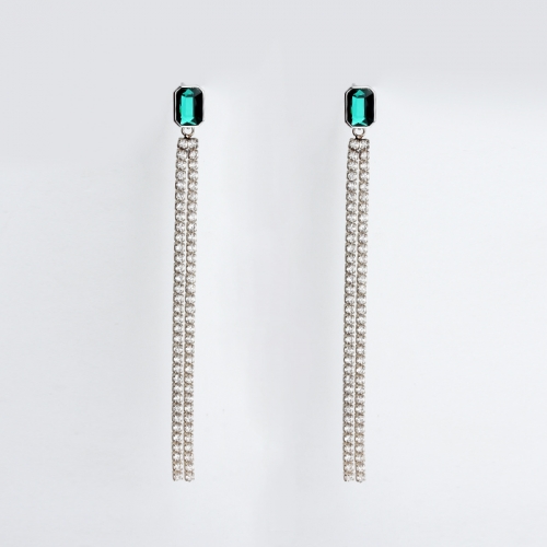 Renfook 925 sterling silver crystal and CZ tassel earring for women