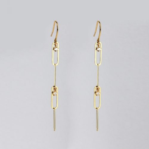 Renfook 925 sterling silver long link simple stud earrings for women