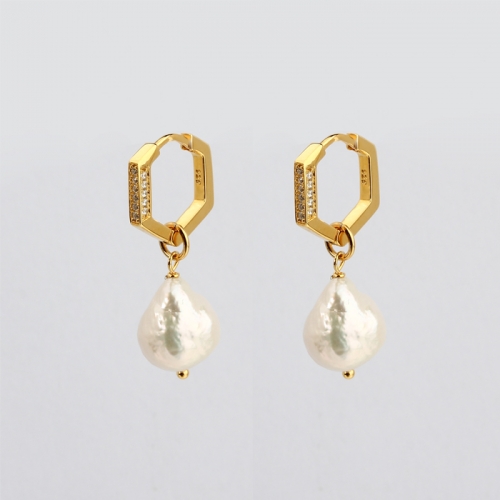 Renfook 925 sterling silver unique fashion gold plated chic earrings