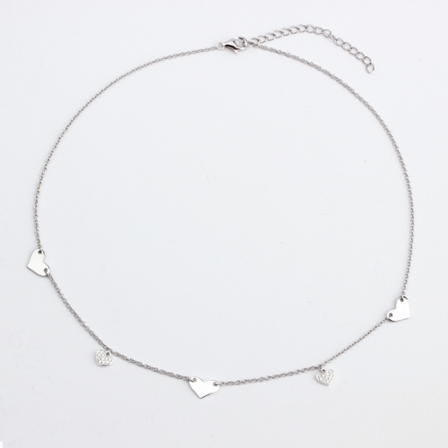 925 Sterling silver blank heart shape fashion charm necklace