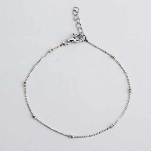 925 Sterling silver mini bead curb chain bracelet
