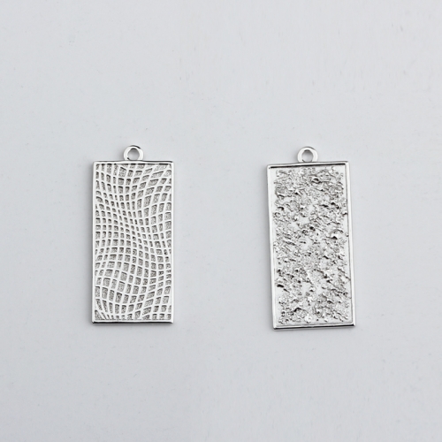 925 sterling silver square hammered two sides wearring pendant