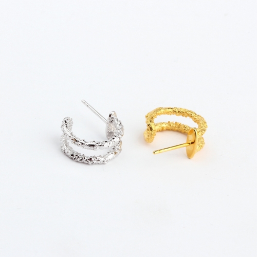 925 Sterling silver semicircle women earrings stud