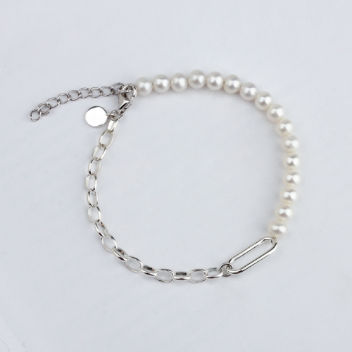925 Sterling silver new design handmade fresh water pearl bracelet