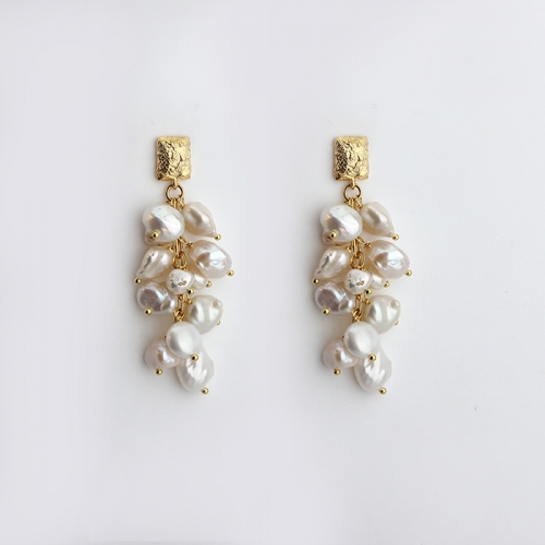 925 Sterling silver baroque pearl drop earrings stud