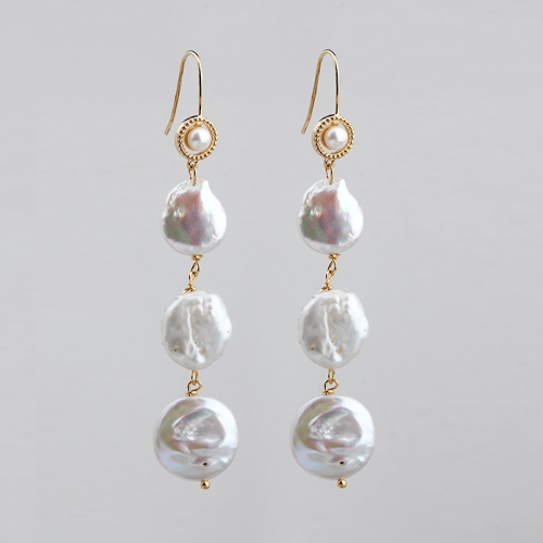 925 Sterling silver baroque pearl earrings hook
