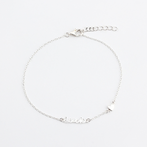 925 Sterling silver jewellery luck& heart connector bracelet