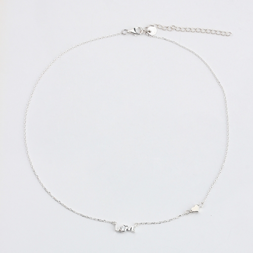 925 sterling silver simple heart& love connector necklace
