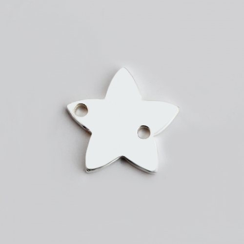925 sterling silver shiny two hole star jewelry charm