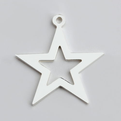 925 sterling silver big shiny hollow star charm jewelry findings