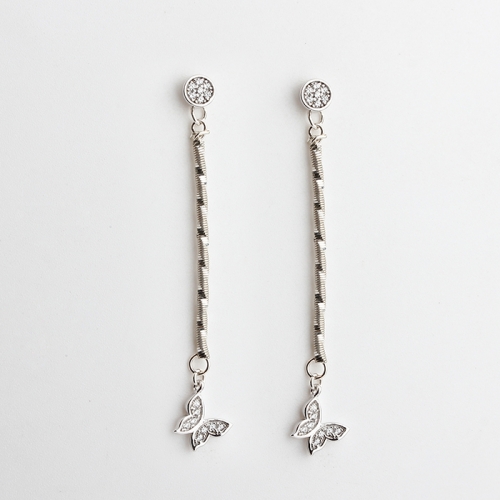 925 sterling silver DNA Chain with butterfly charm stud earrings