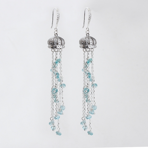 925 sterling silver luxury crown gemsotne tassel earrings hook