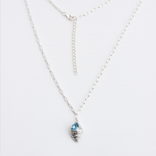 925 sterling silver hammered winkles crystal pendant necklace
