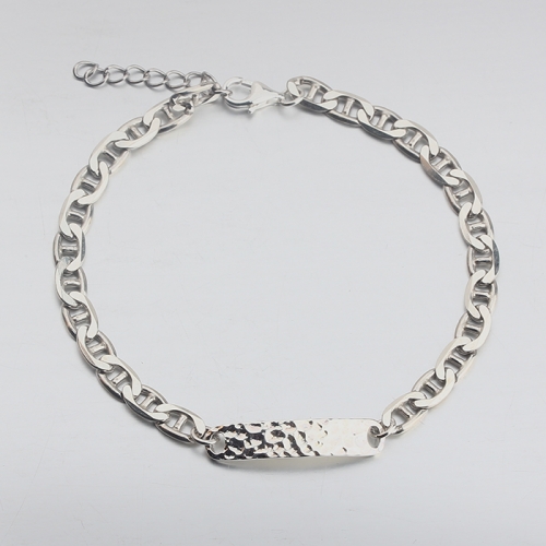 925 sterling silver hammered marine chain bracelet