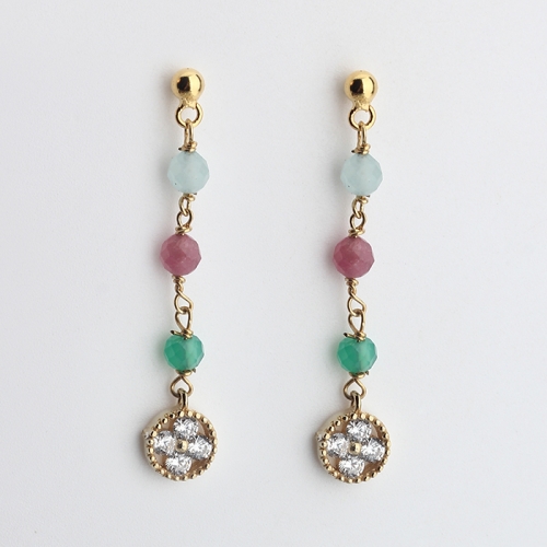 925 sterling silver colorful gemstone CZ  earring stud