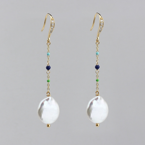 925 sterling silver colorful enamel baroque pearl earrings hook