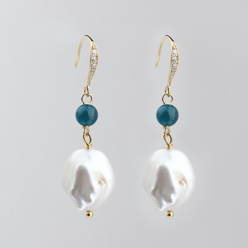 925 sterling silver gemstone baroque pearl dangle earrings hook