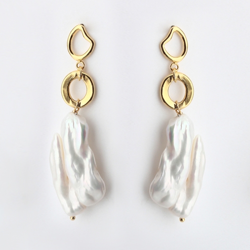 925 sterling silver geometric baroque pearl earrings stud