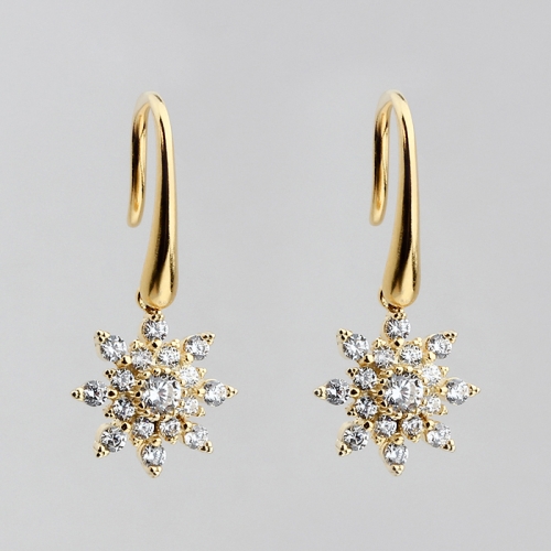 925 sterling silver CZ snowflake earrings hook
