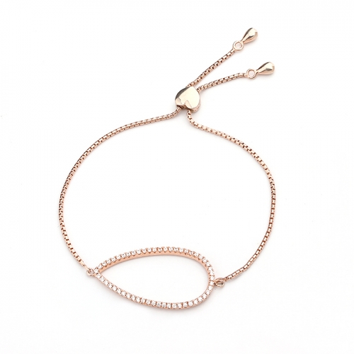 925 sterling silver CZ waterdrop connector heart slider bracelet