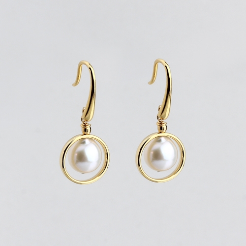 925 sterling silver circle pearl drop earring hook