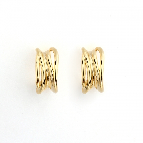 925 sterling silver shiny lines earring stud