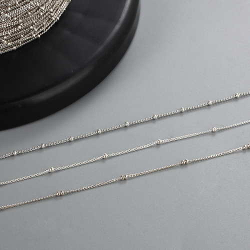 925 sterling silver curb chain with round beads