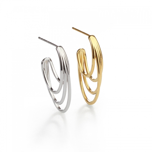 925 Sterling Silver Lines Earring Studs