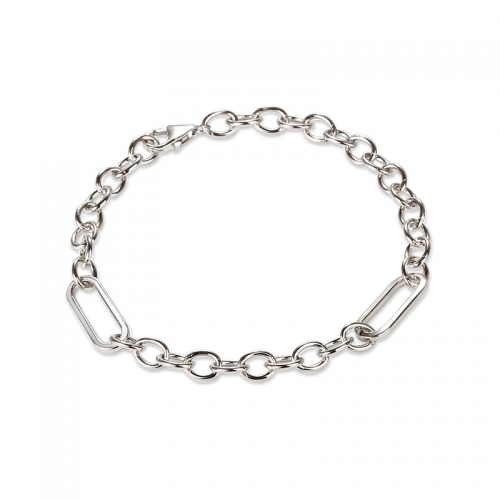 925 Sterling Silver Long Link Chain Bracelet