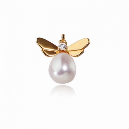 925 Sterling Silver Dragon Fly  Pearl Charm